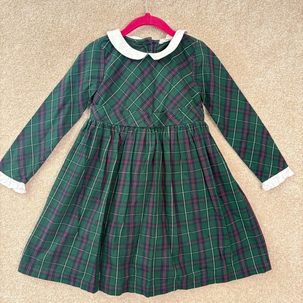 HOPE & HENRY Plaid Dress Kids 4 4T Green Holiday Christmas Preppy Tartan